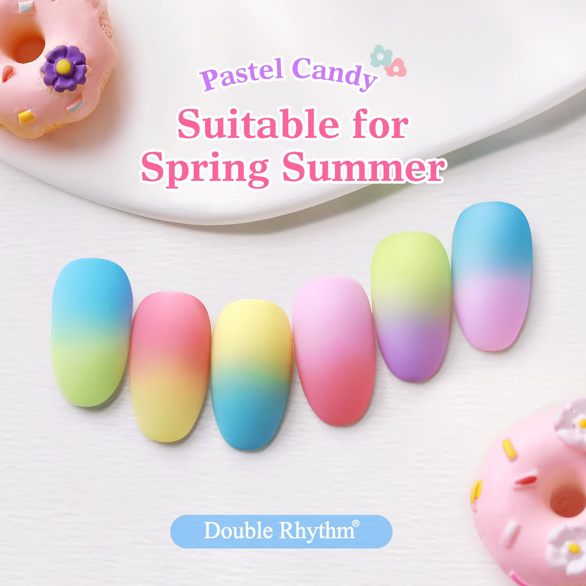 Double Rhythm manicure lifestyle scene on hands, showing salon-quality finish benefit