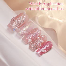 Double Rhythm lifestyle party manicure on hands demonstrating festive sparkle and confidence benefit