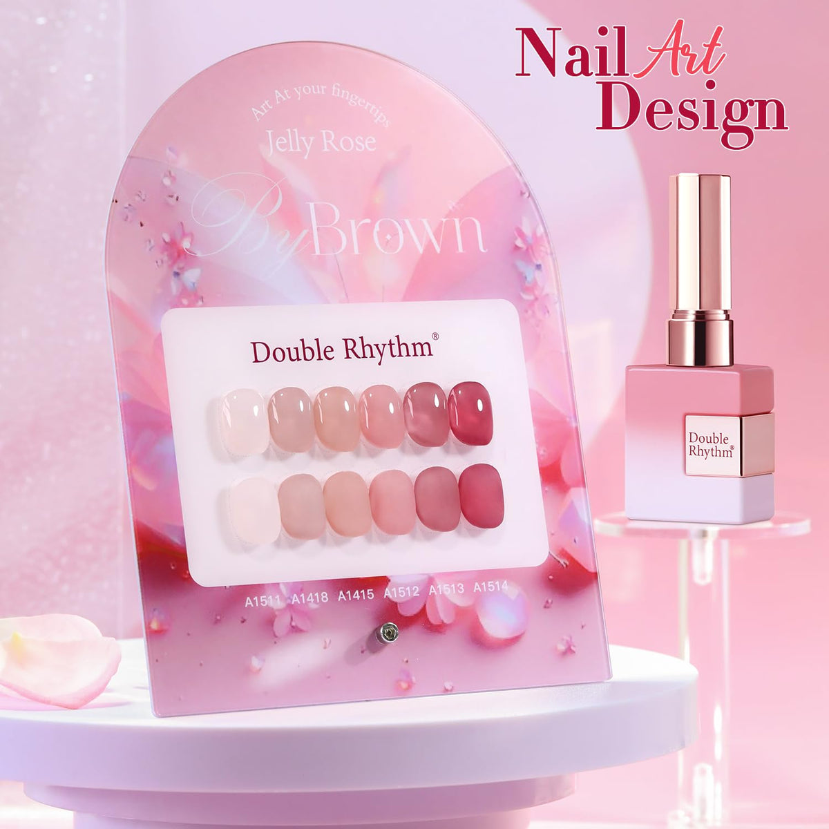 Double Rhythm lifestyle tabletop with lamp and tools showing at-home manicure setup