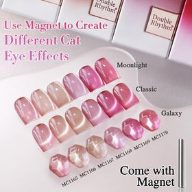 Double Rhythm magnetic effect demo on finger showing cat-eye pattern for standout nails