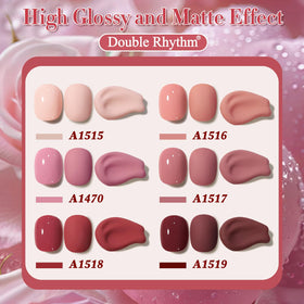 Double Rhythm nail art application with lamp showcasing quick curing and glossy finish