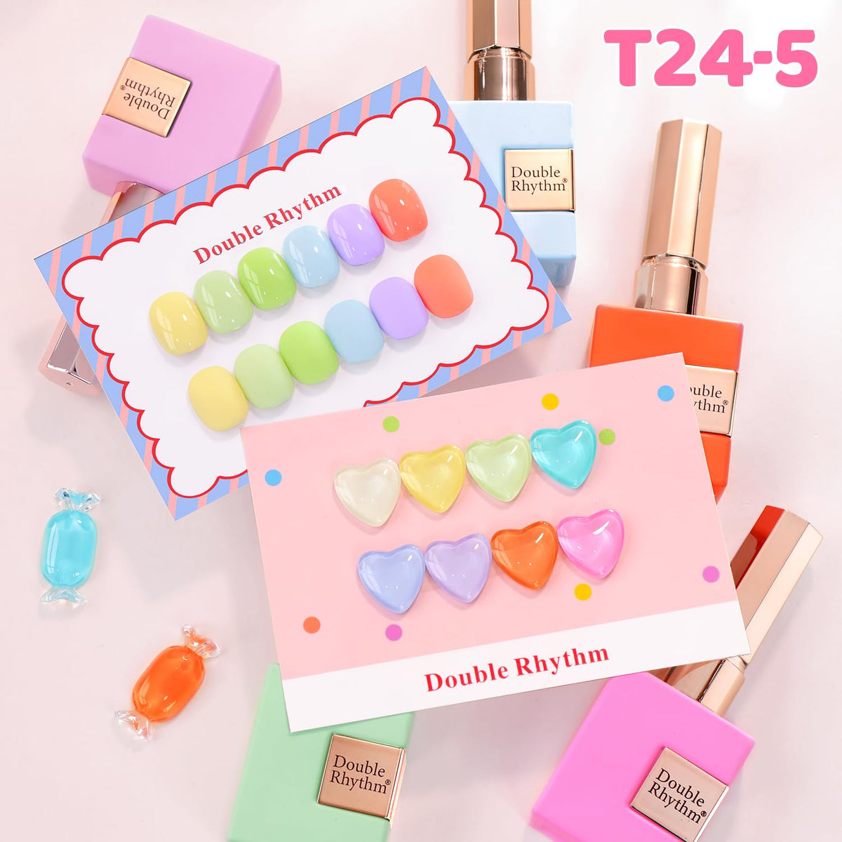 Double Rhythm model hands with pastel nail art showcasing wearable looks