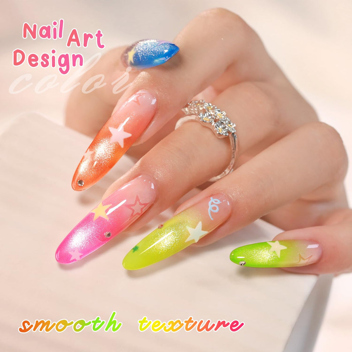 Double Rhythm nail in use lifestyle photo showing wearable neon shimmer
