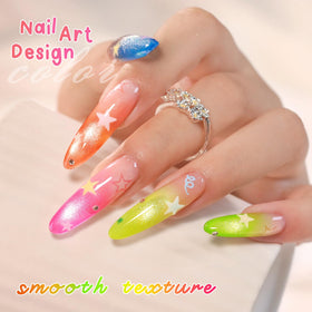 Double Rhythm nail in use lifestyle photo showing wearable neon shimmer