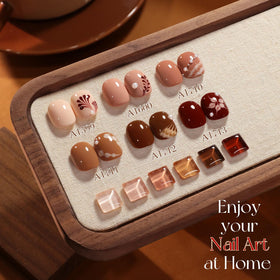 Double Rhythm polished hand lifestyle photo showing salon-quality burgundy nails and elegant finish