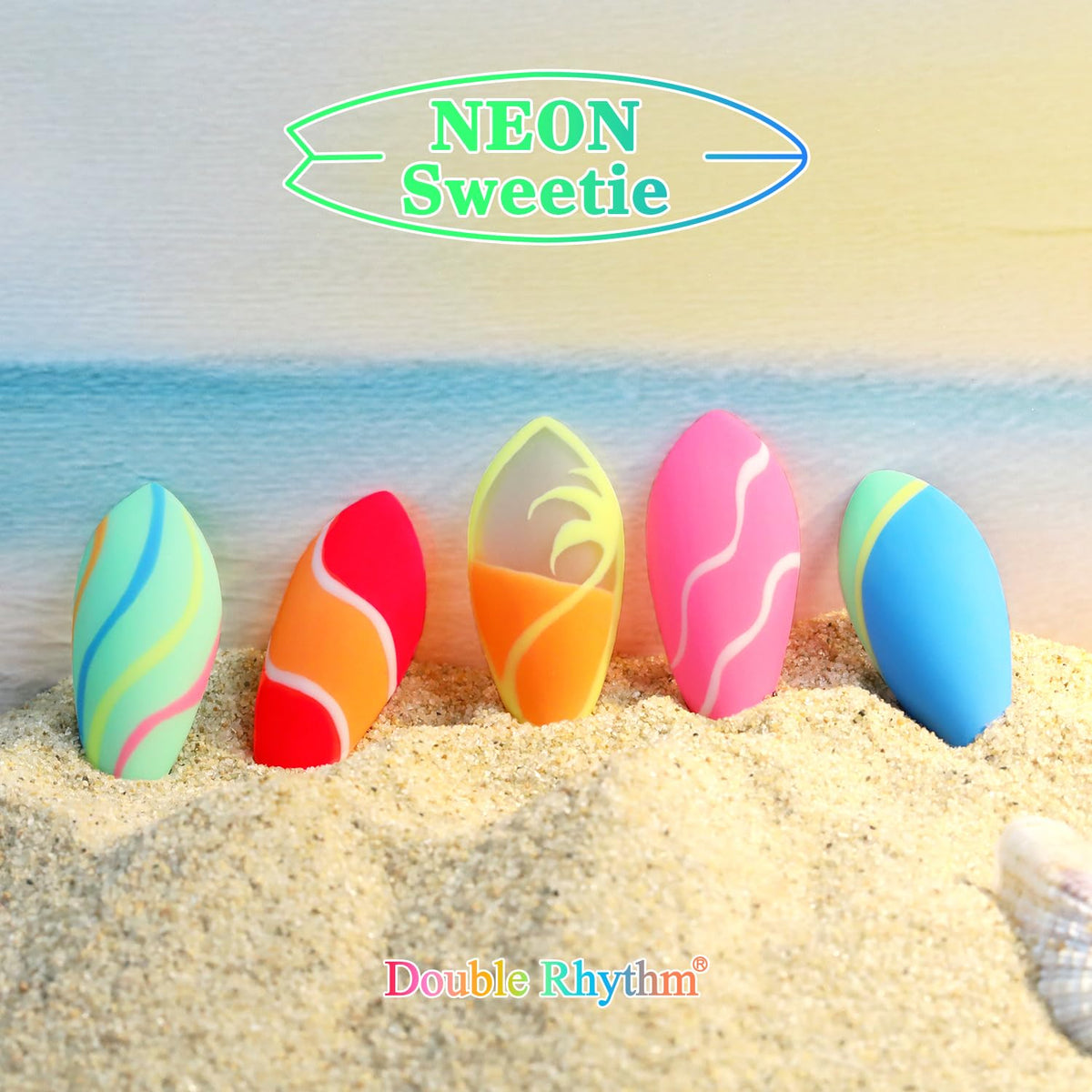Double Rhythm grouping of pastel red pink orange bottles for color coordination