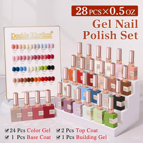 Double Rhythm 24 same-color bottles lined up illustrating shade range and selection ease