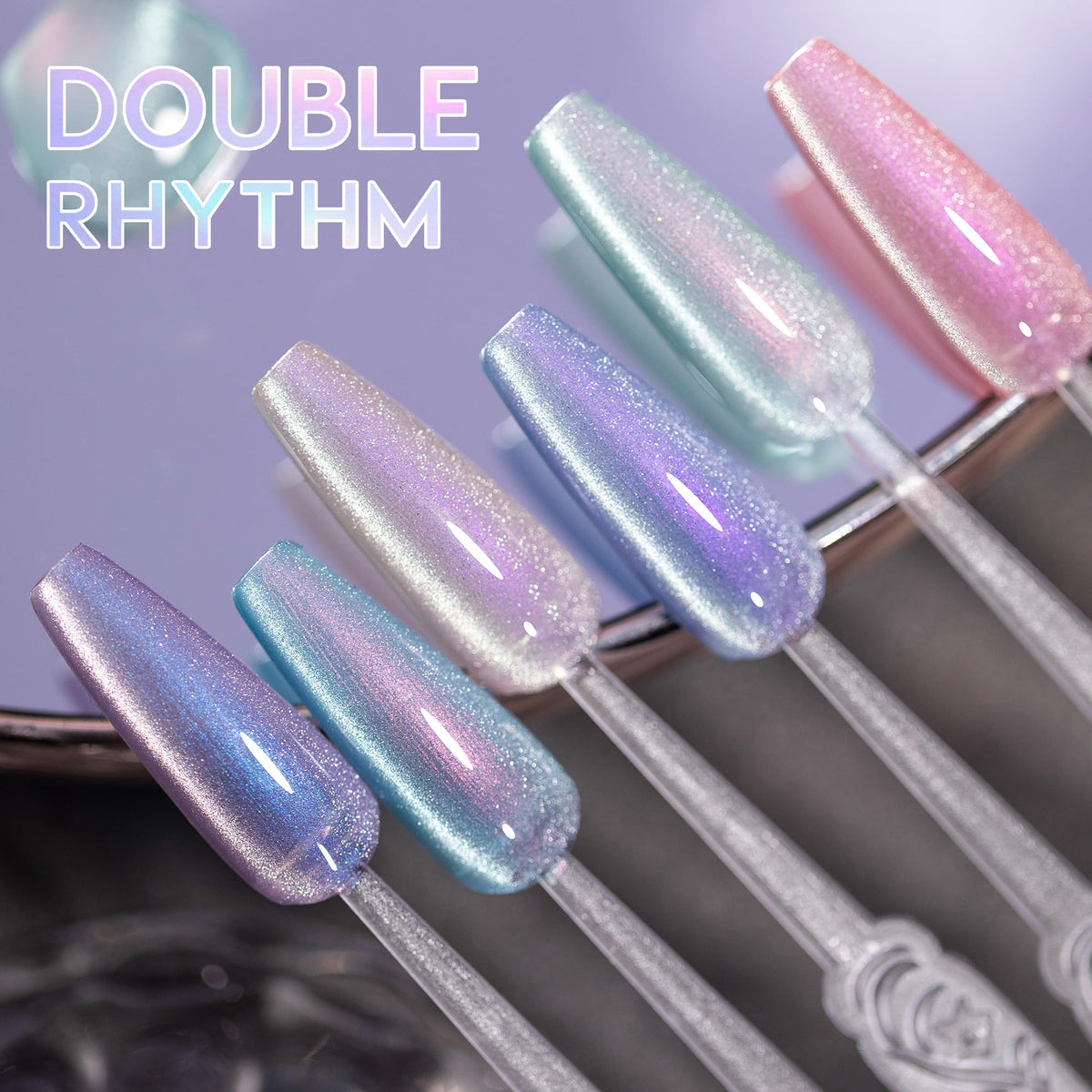 Double Rhythm holographic shimmer polish sheen illustrating multi-angle sparkle