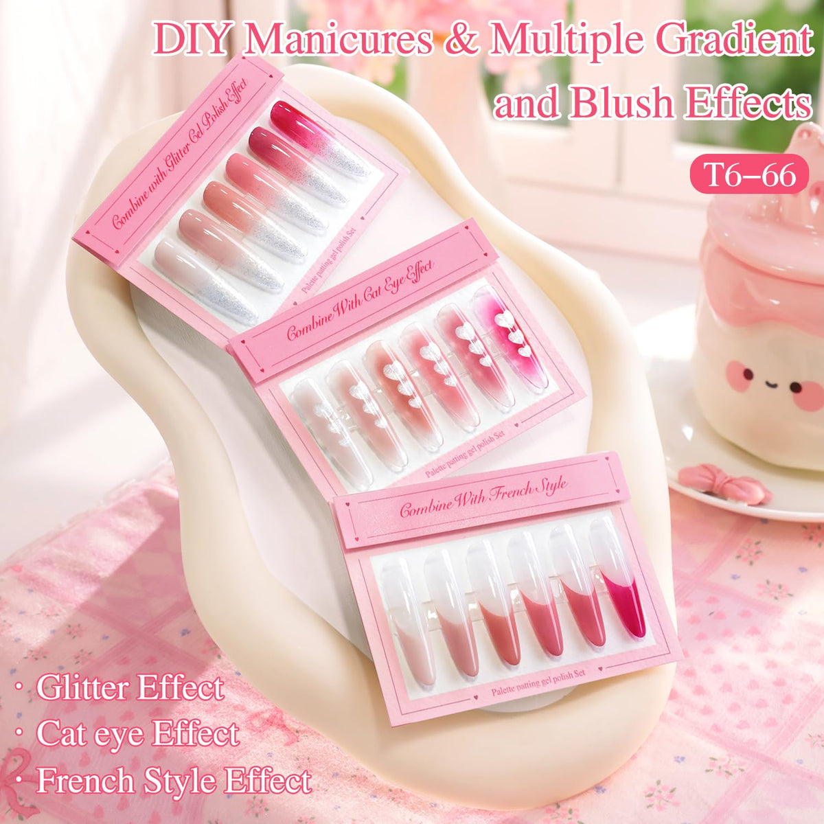 Double Rhythm six gel pots opened showing creamy patting gel texture
