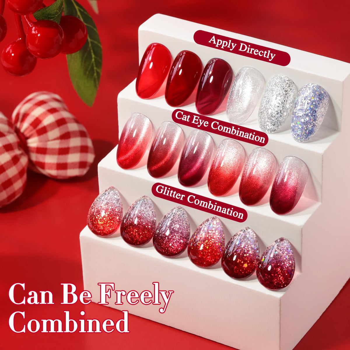 Double Rhythm swatch cards displaying jelly burgundy shade for accurate color preview before application