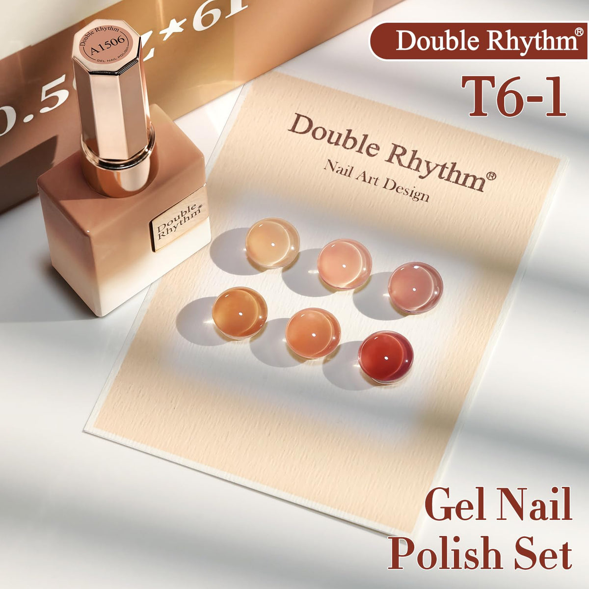 Double Rhythm swatch on nail wheel illustrating translucent milky nude finish