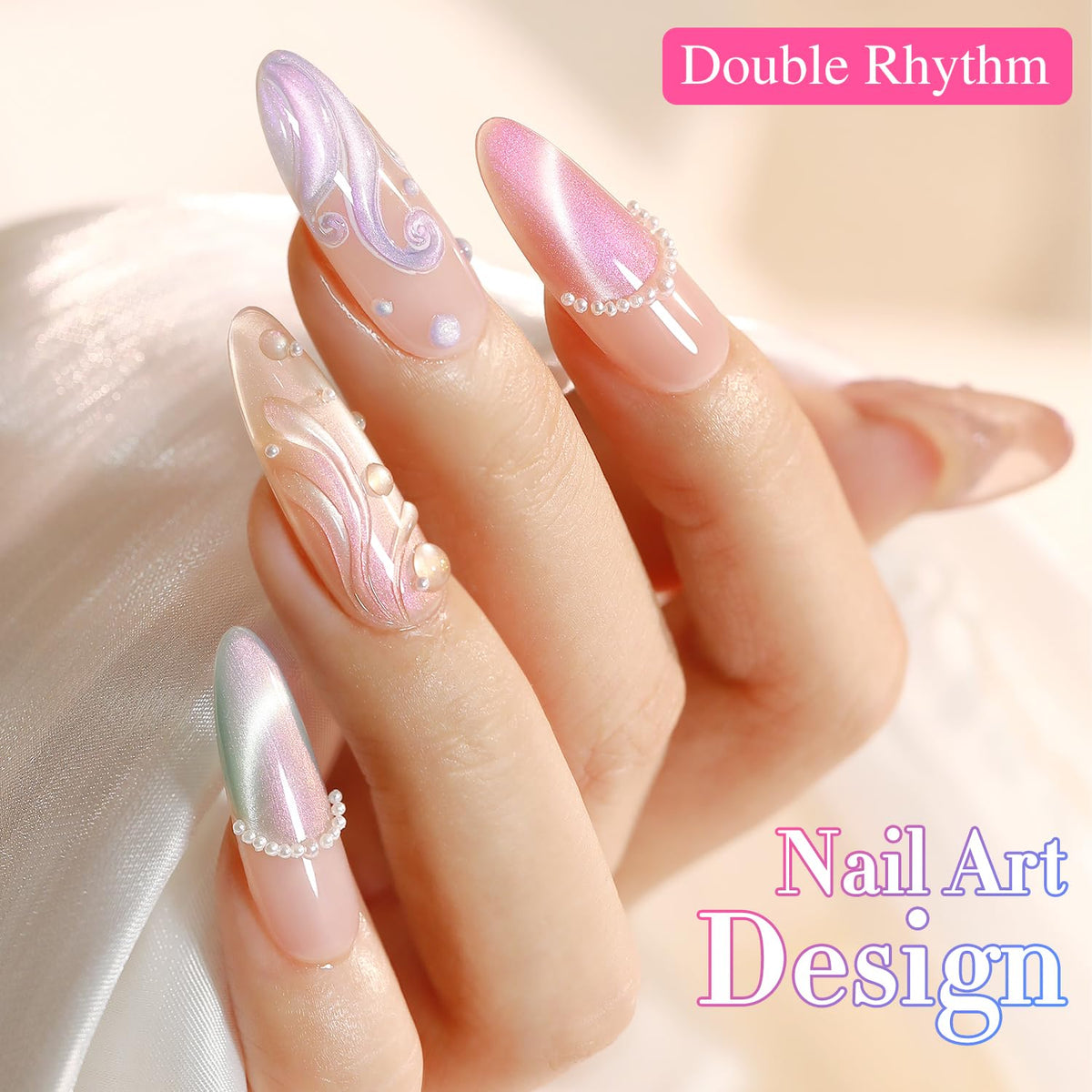 Double Rhythm swatch strip displaying six identical Mermaid Pink Rose shades benefit