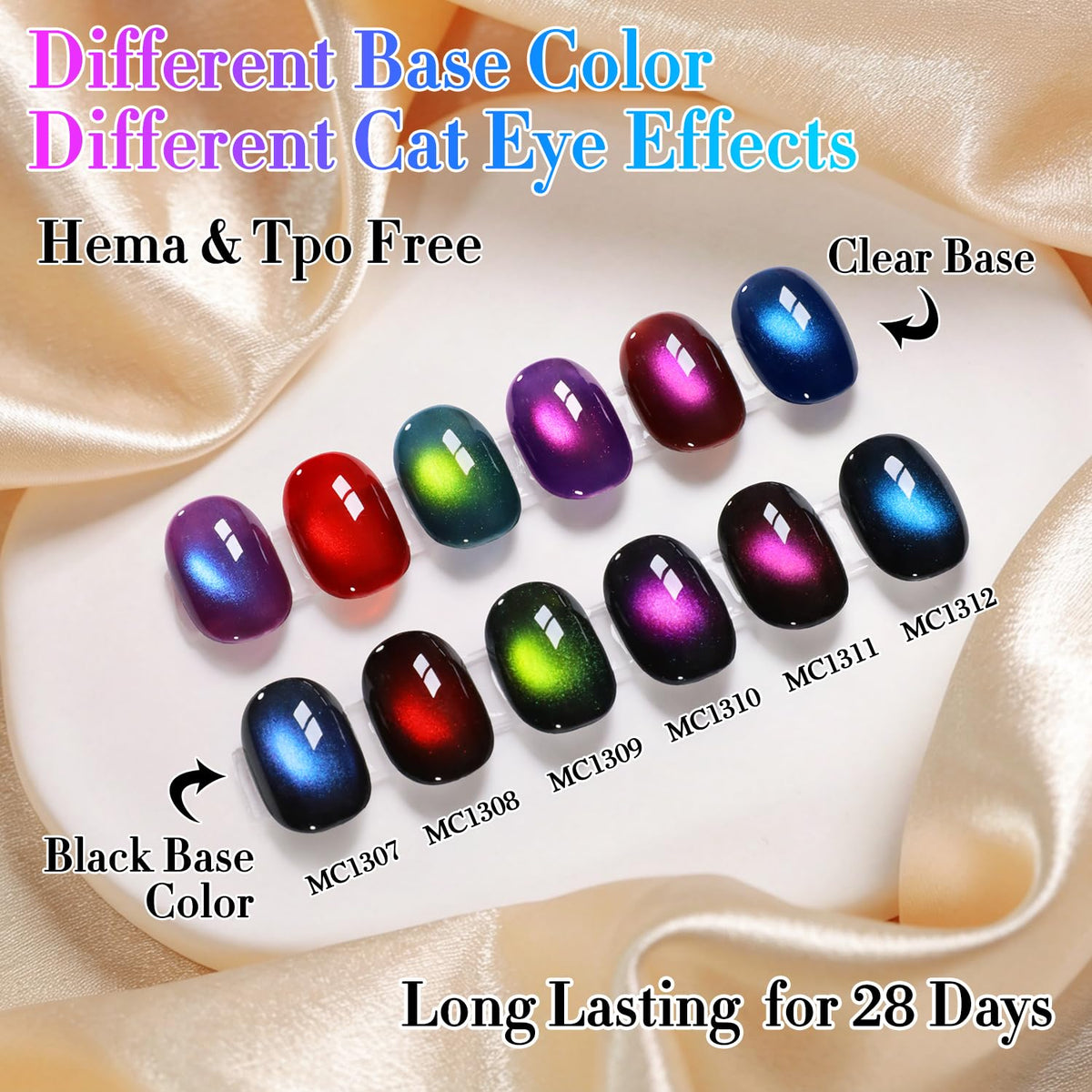 Double Rhythm swatches display on nail tips showing six deep shades