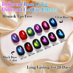 Double Rhythm swatches display on nail tips showing six deep shades
