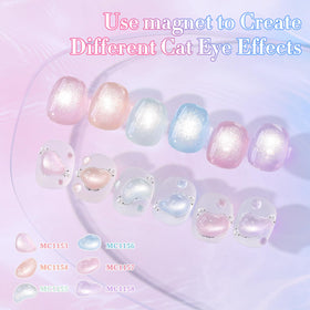 Double Rhythm color swatches on fan illustrating six holographic shades benefit
