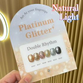 Double Rhythm glitter texture close-up, reveals reflective sparkle detail