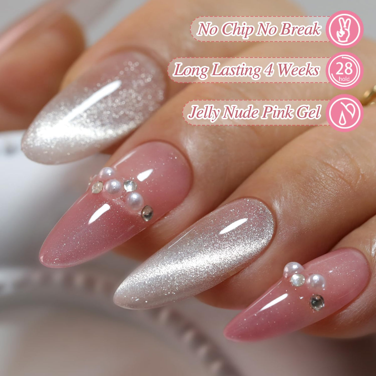 Double Rhythm reflective swatch close-up showing holographic texture benefit: visible shimmer effect