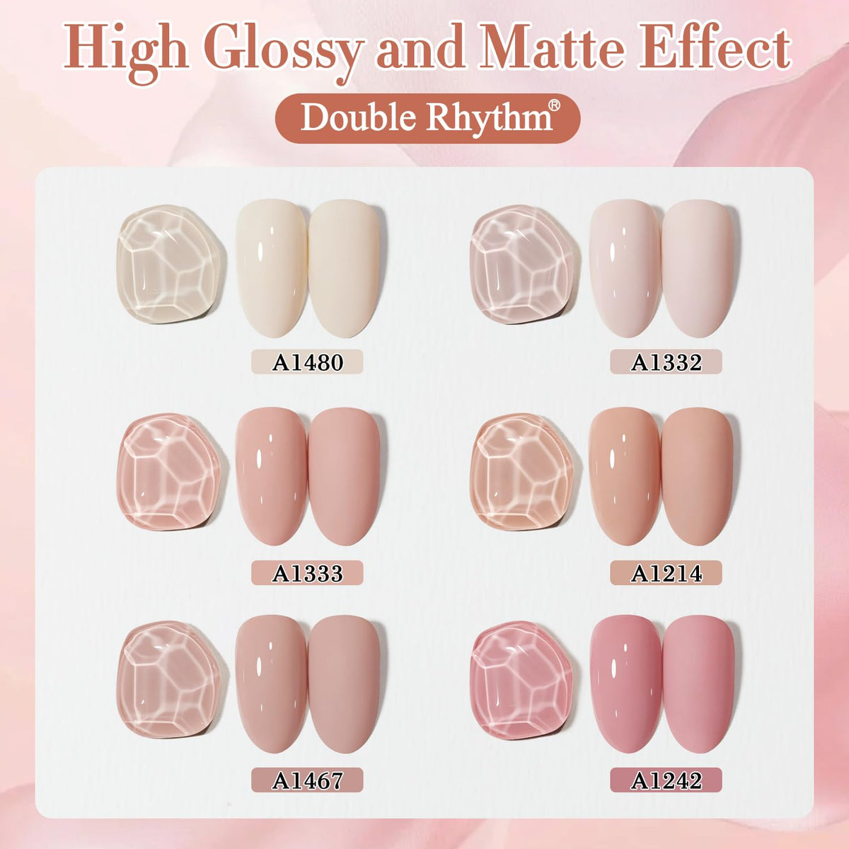 Double Rhythm texture swatch on nail tip showing smooth pigmented finish and glossy shine