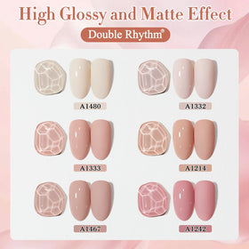 Double Rhythm texture swatch on nail tip showing smooth pigmented finish and glossy shine