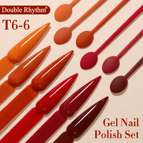 Double Rhythm glossy top coat finish on nails showing high-shine durability