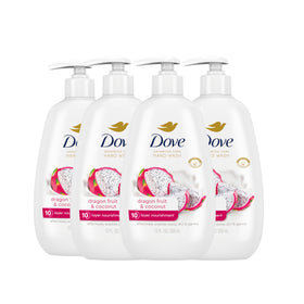 Dove front packaging showing Dragon Fruit & Coconut scent and benefits
