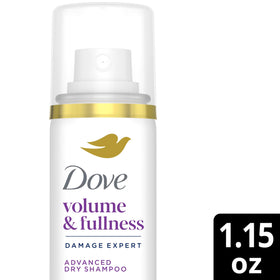 Dove Advanced dry shampoo inside a travel bag showing portability and on-the-go benefit