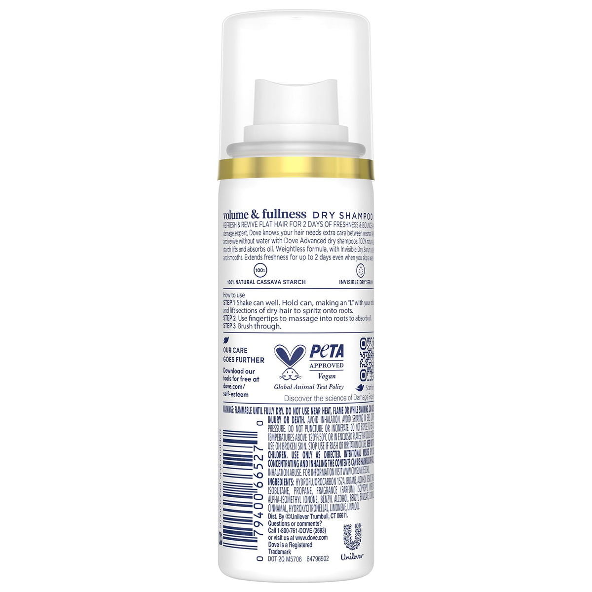 Dove Advanced dry shampoo mini can detail highlights nozzle and compact design benefit