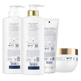 Dove conditioner pump close-up showing dispensing for easy detangling benefit