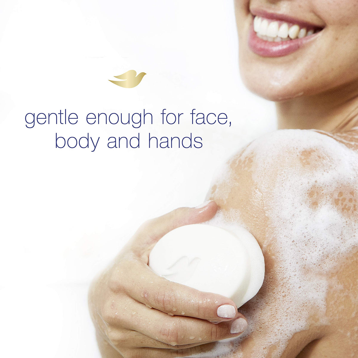 Dove close-up of creamy lather texture demonstrating gentle foam