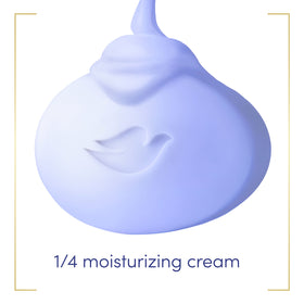 Side view of Dove bar embossed logo highlighting 1/4 moisturizing cream benefit