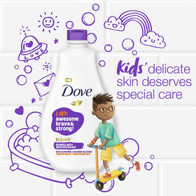 Dove family bath lifestyle with child smiling during gentle foamy wash