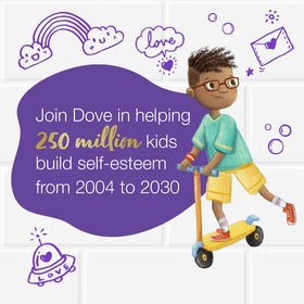 Dove pump close-up dispensing airy foam, easy for kids to use