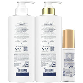 Dove close-up of shampoo label highlighting bio-protein care benefits