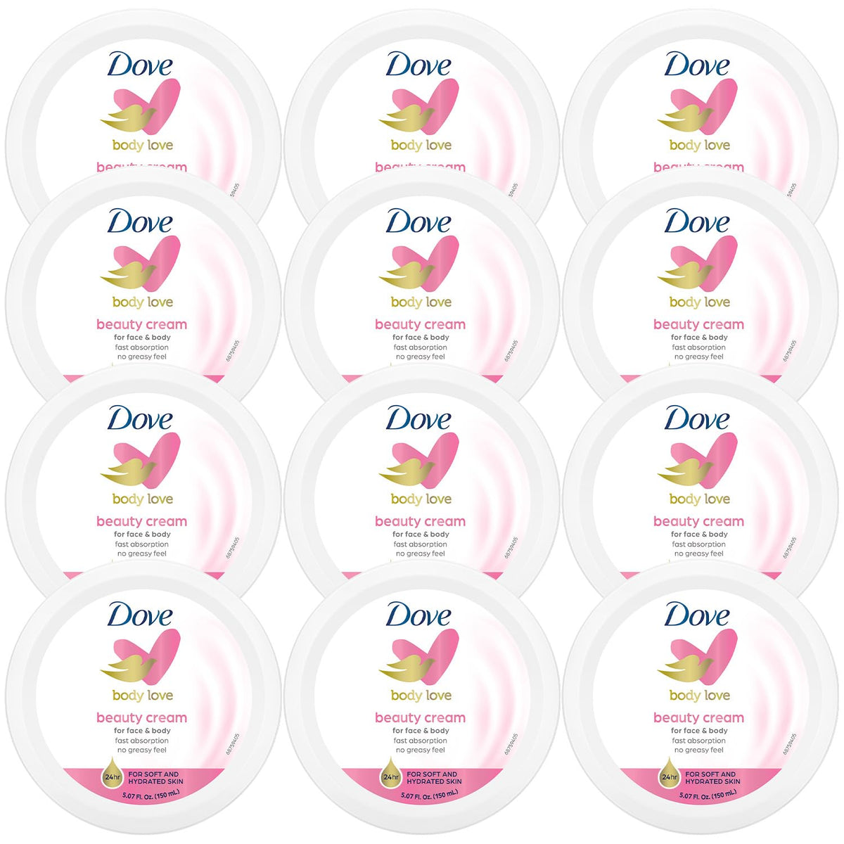 Dove jar front packaging showing label and size for easy identification and storage