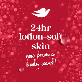 Dove body wash lathered in hand demonstrating creamy hydration