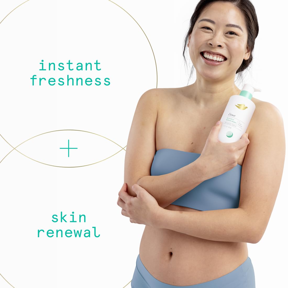 Dove texture closeup showing milky formula texture and smooth application benefit