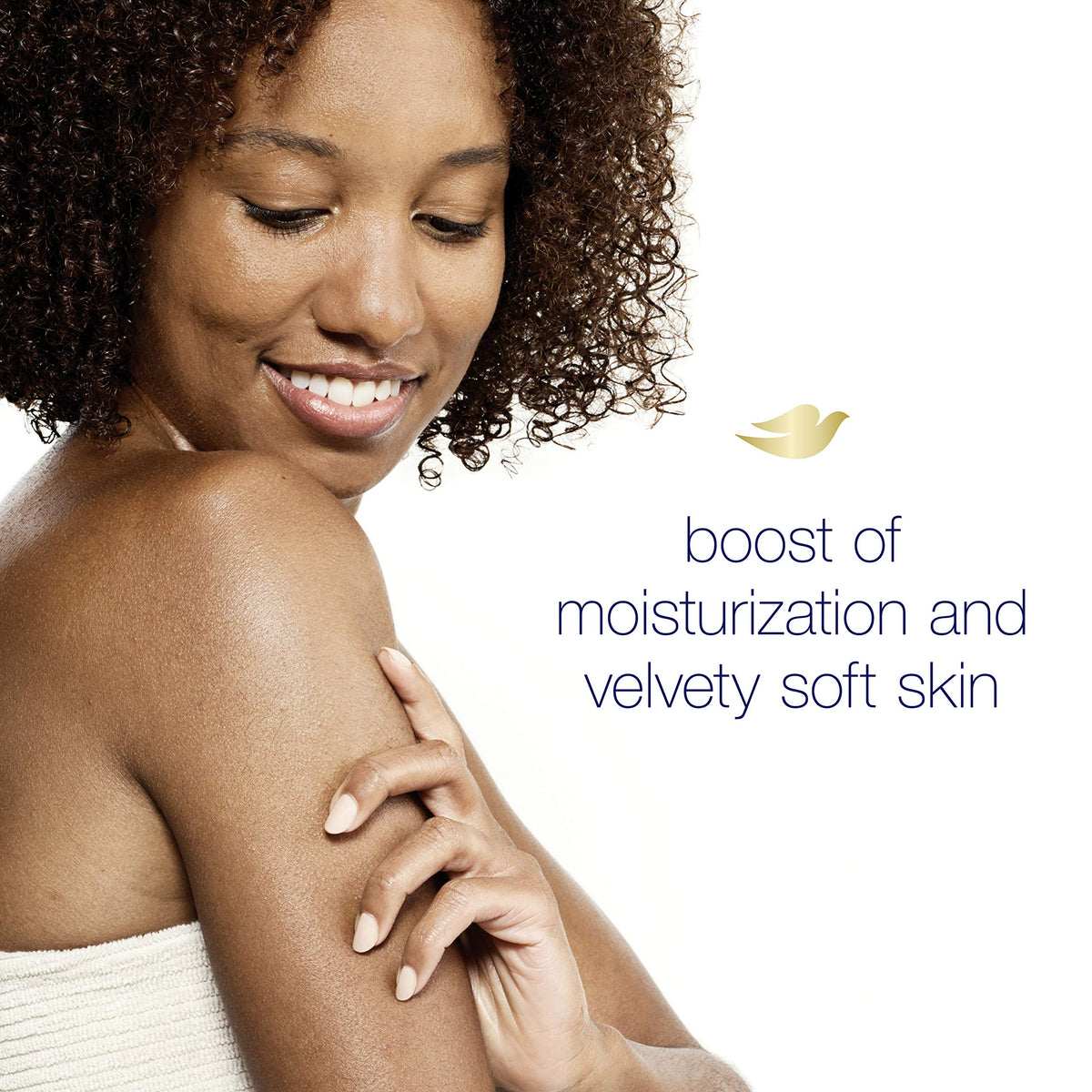 Person holding Dove in palm, demonstrating soft skin and gentle cleansing