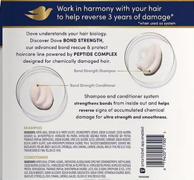 Dove Bond Strength in-shower use of conditioner on wet hair; improved manageability