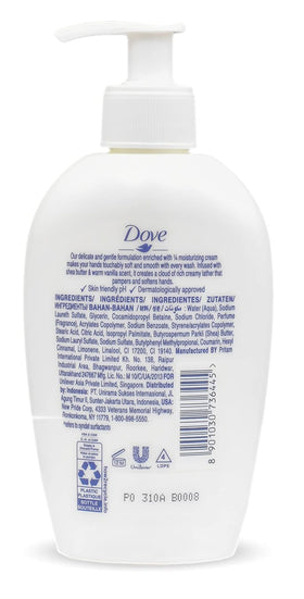 Dove bottle back label with ingredients list for informed-choice benefit