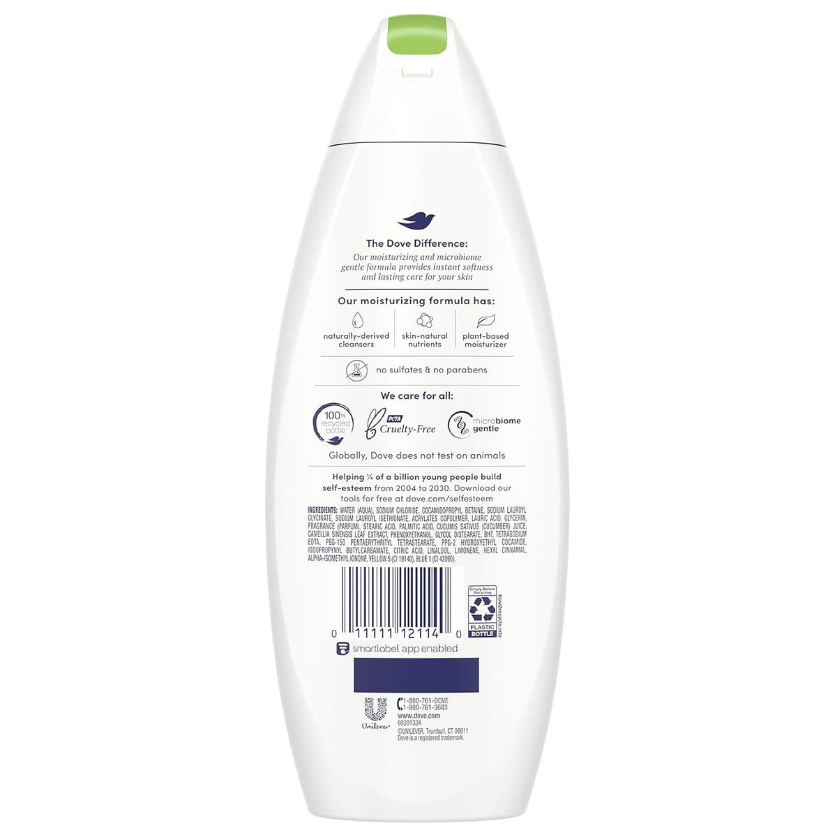 Dove flip-top cap detail for easy dispensing and shower convenience