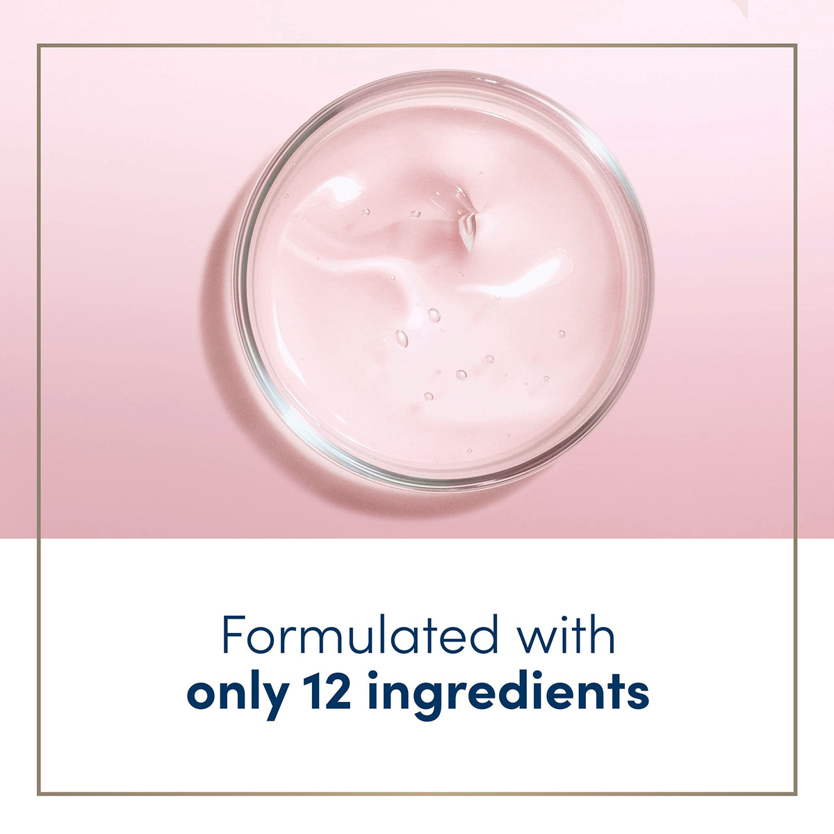 Dove bottle label with simplified 12-ingredient list for clarity benefit