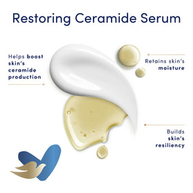 Dove cream texture close-up highlighting ceramide serum and quick absorption
