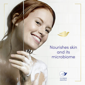 Dove creamy lather texture showing rich moisturizing foam benefit