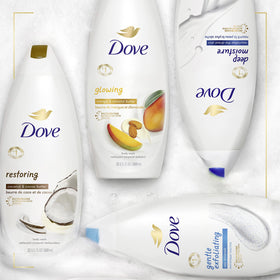 Dove recycled bottle badge indicating eco-friendly recycled plastic use