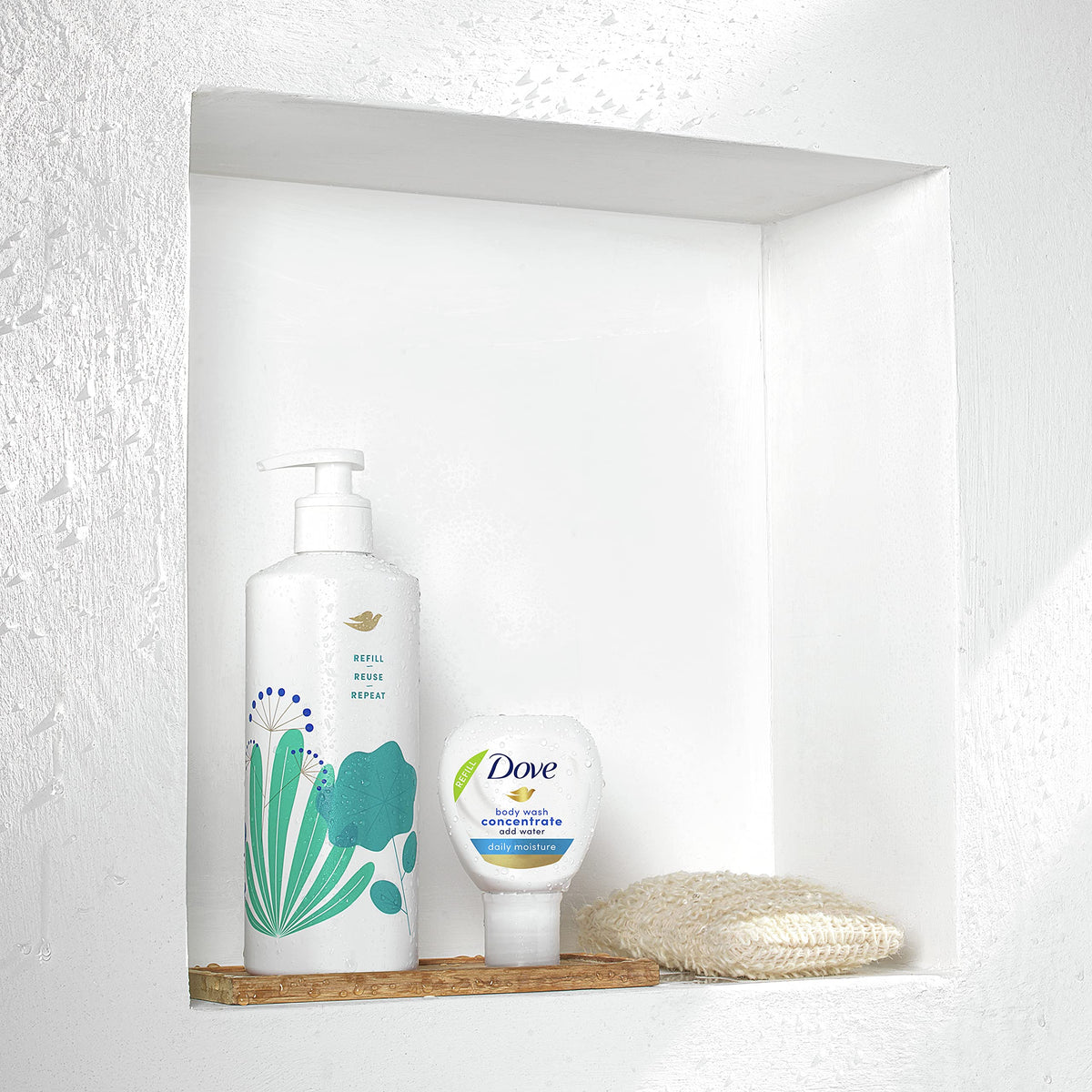 Dove concentrate texture close-up showing creamy consistency and hydration