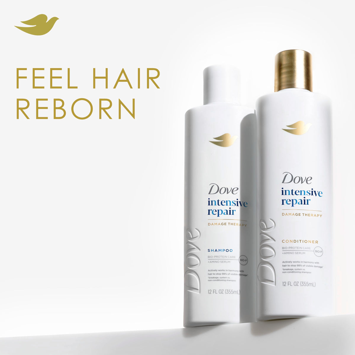 Rinsed hair after Dove conditioner showing visibly smoother strands