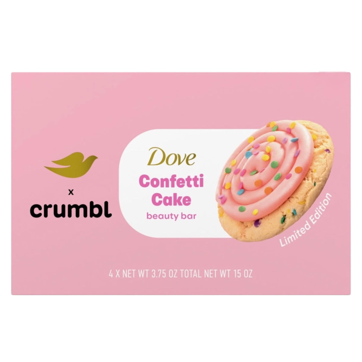 Dove Confetti bar on bathroom shelf in lifestyle scene for joyful shower experience