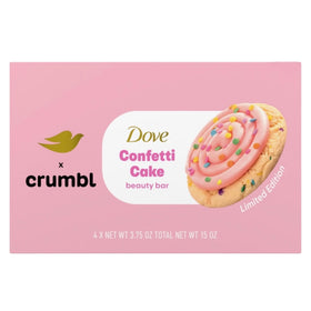 Dove Confetti bar on bathroom shelf in lifestyle scene for joyful shower experience