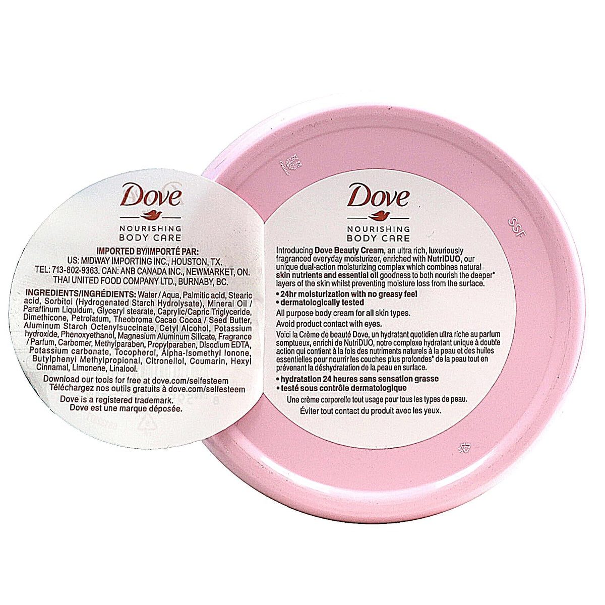 Dove open jar showing smooth cream texture for fast absorption
