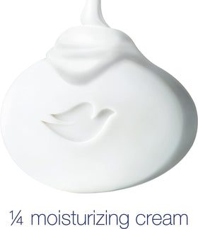 Texture of 1/4 moisturizing cream in Dove bar highlighting hydration benefit